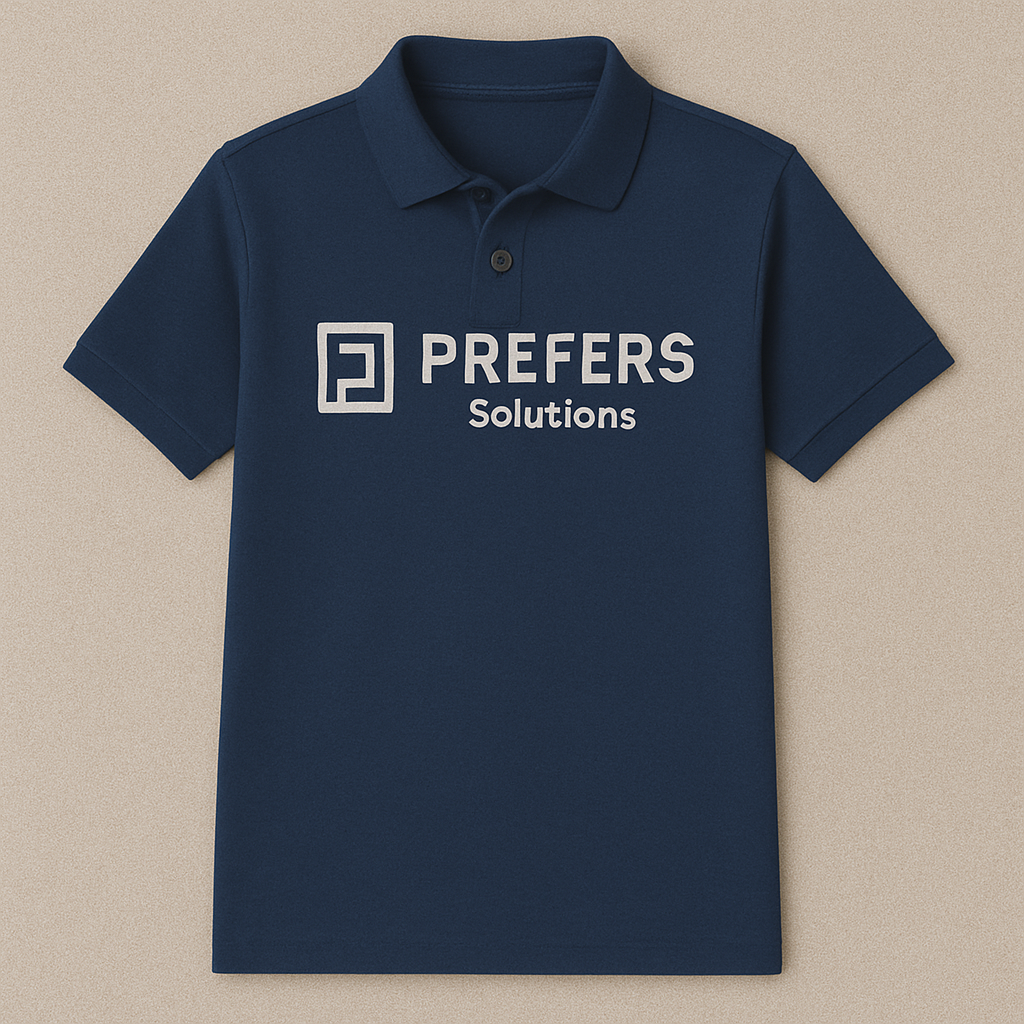 A custom printed white t-shirt held up